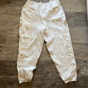 White Lululemon Jogger Pants with Side Lace Detail